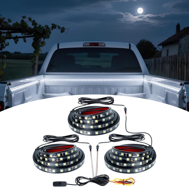 Ligrel Truck Bed Light Strip - 3PCS 60" 270 LED Waterproof Strip Kit with On/Off Switch/Splitter for Pickup Trucks, SUVs, RVs, Boat (6000K Cool White) - Image 1